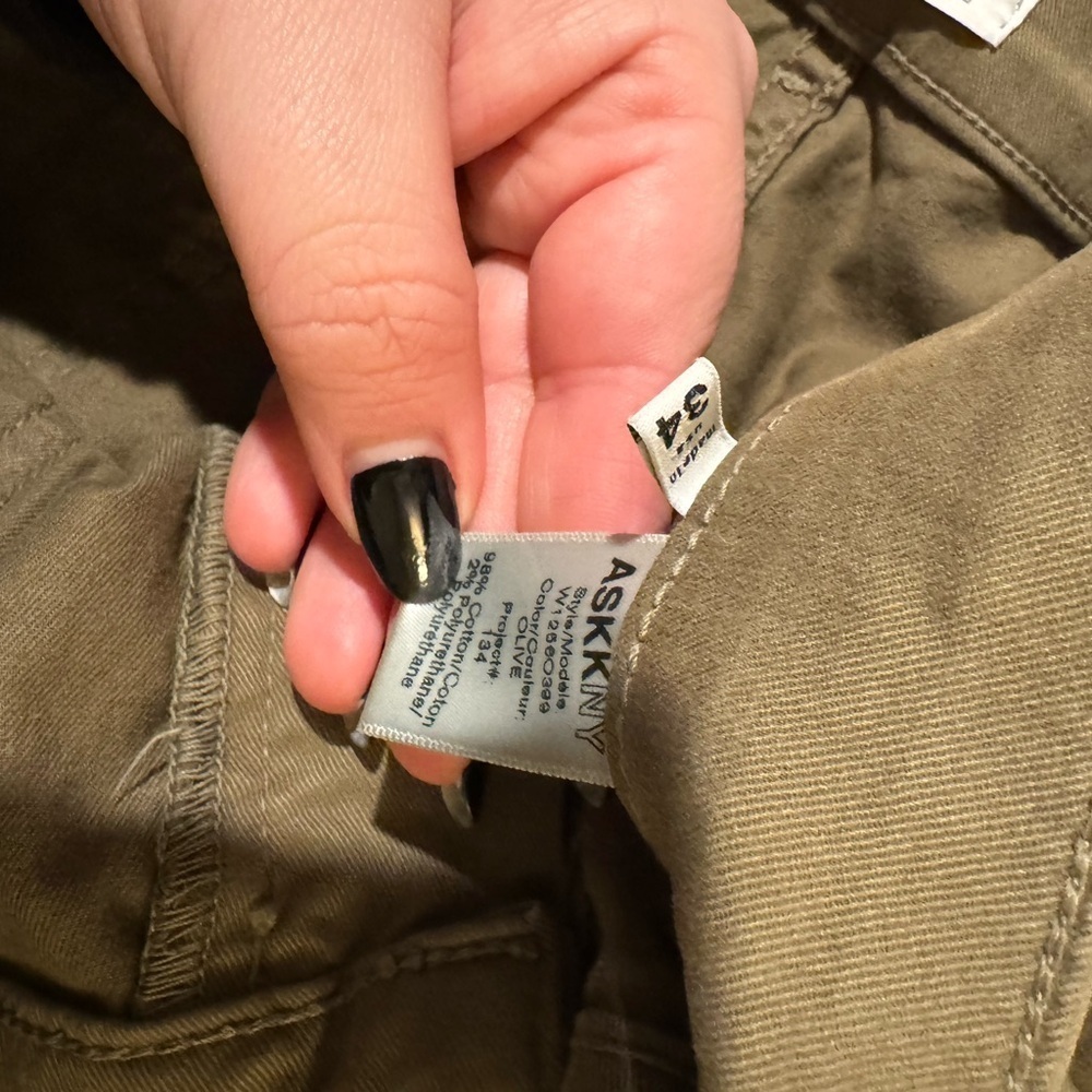 Askk NY Sailor High Waist Wide Leg Cargo Pants Olive Green Size 34 EUC - Picture 10 of 11